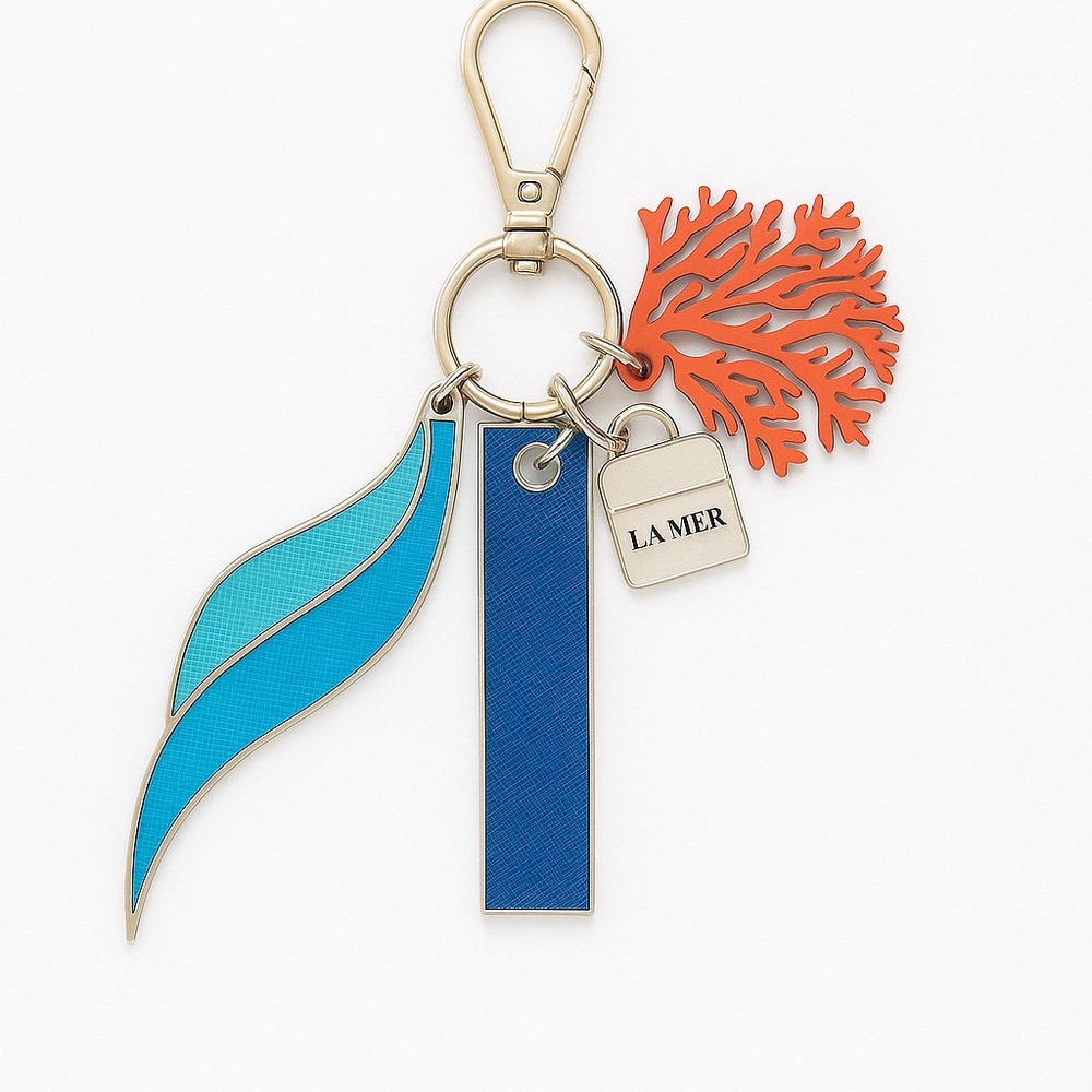 La Mer Keychain with Blue and Coral Charms